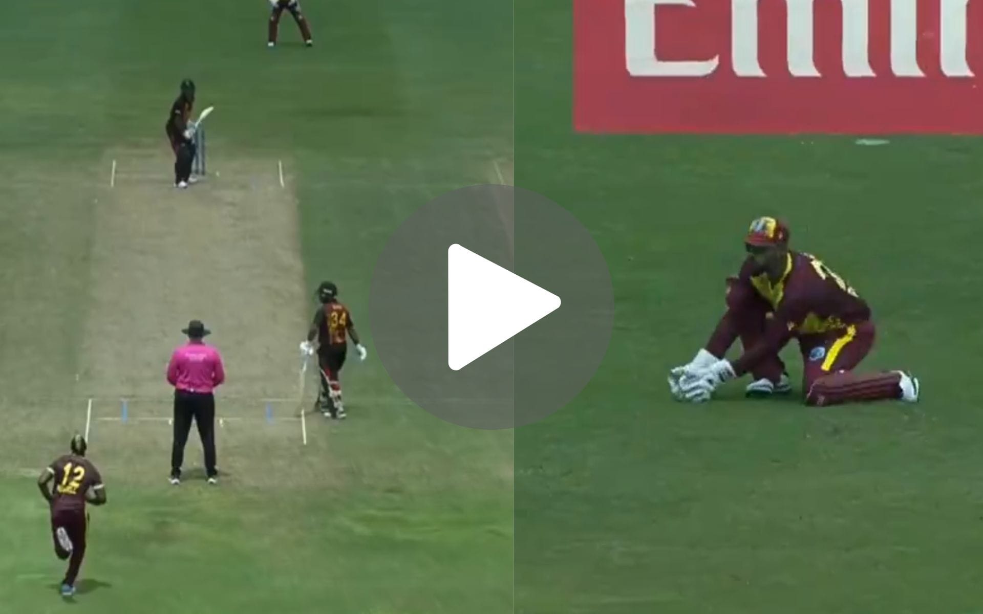 [Watch] Nicholas Pooran Pouches A Fine Grab As Russell Completes 50 T20I Wickets Vs PNG